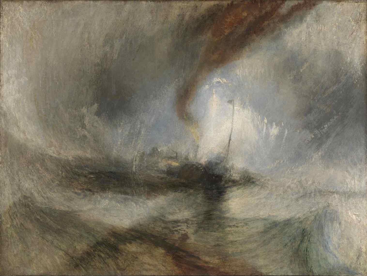 Snow Storm - Steam-Boat off a Harbour's Mouth exhibited 1842 by Joseph Mallord William Turner 1775-1851