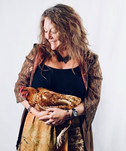 author photo with chook 3